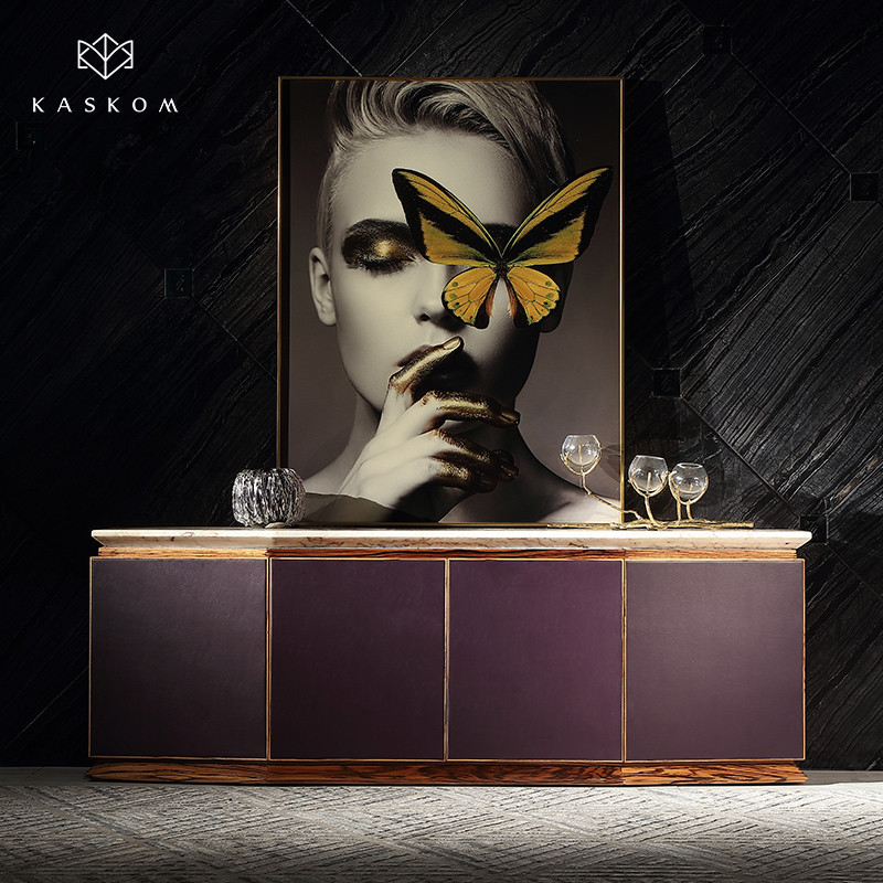 Kaiser Palace KASKOM Handed down Collection Series หินอ่อนธรรมชาติสีม่วงเข้มตู้ทีวี Art Aesthetics International Hall Y2