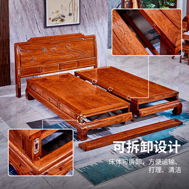 วังช่างไม้ไม้มะฮอกกานีเฟอร์นิเจอร์เตียงเม่นไม้จันทน์สีแดงเตียงใหญ่ชิงชัน18เมตรเตียงคู่เตียงห้องนอนไม้เนื้อแข็งจีนเตียง
