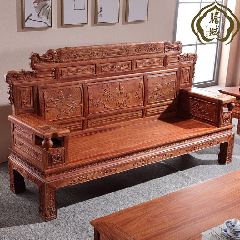 โซฟา ชิงชัน ห้องนั่งเล่นเงินกลิ้งชุดหกชิ้นชุดเต็มเม่นไม้จันทน์สีแดงโซฟาใหม่จีนเซนเฟอร์นิเจอร์