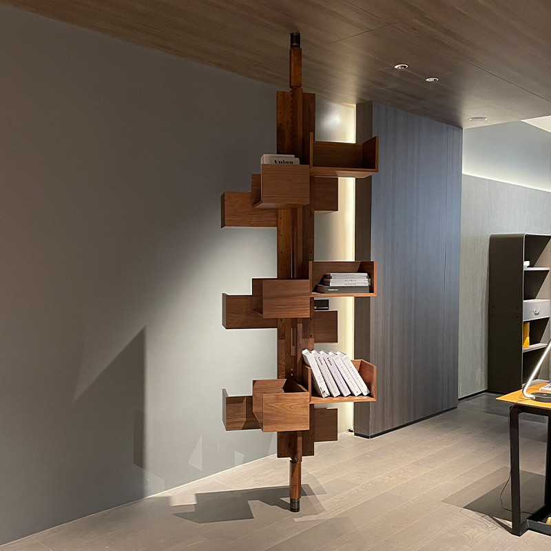 นาอีฟ อิตาลีวอลนัทหมุนชั้นวางหนังสือ อัลเบโร วิลล่าชั้นวางอิตาลีเรียบง่ายไม้เนื้อแข็งตู้หนังสือ