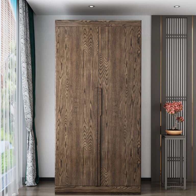 Genji Muyu ห้าหกประตูสไตล์จีนสามสี่ตู้เสื้อผ้าตู้เสื้อผ้าไม้ในครัวเรือนสองใหม่มัลติฟังก์ชั่ไม้เนื้อแข็งสีขาวขี้ผึ้ง Locker