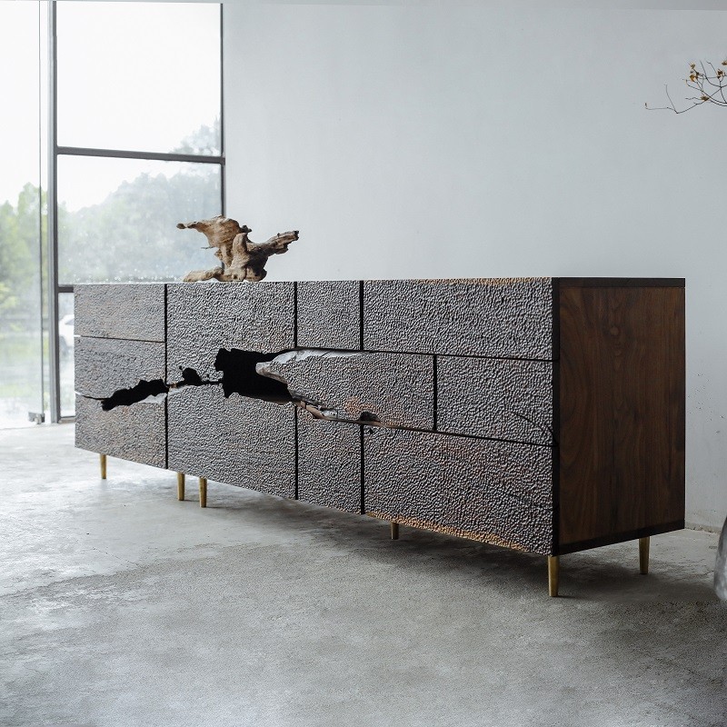 ไม้ป่า 1978 ขนาดเล็กป่าสไตล์ตู้หลายชั้นตู้ทางเข้าโดดเดี่ยวตู้ทีวีการจัดเก็บศิลปะจีนที่ทันสมัยเซนที่เรียบง่าย