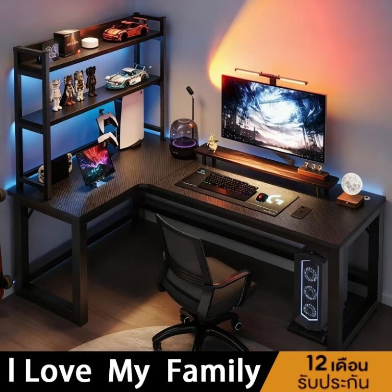 I Love My Familyโต๊ะมุมโต๊ะทำงานรูปตัว L โต๊ะเกมมิ่ง โต๊ะโน้ตบุ๊ก แข็งแรงทนทาน