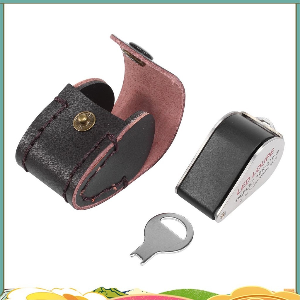 10X กาลังขยาย Jeweler Loupe Triplet เลนส์แว่นขยาย 6 LED UV Light 21 มม สาหรับอัญมณี เครื่องประดับ เหรียญ แสตมป์ ล