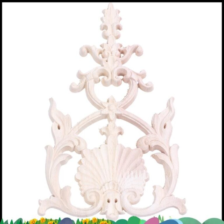 1X ยางไม้แกะสลัก Applique Vintage เฟอร์นิเจอร์หัตถกรรมตกแต่ง