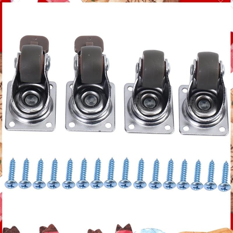 4แพ็ค1นิ้วรายละเอียดต่าล้อล้อยางนุ่มล้อหมุนที่มี360องศาแผ่นด้านบน100ปอนด์ความจุทั้งหมดสาหรับชุด4 2ที่มีเบรค2ไม่มี