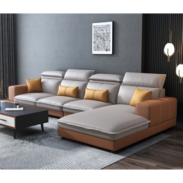 READY STOCK PROMOTION EXTRA LARGE Premium LEATHERAIRE Sectional L Shape Sofa Ruang Tamu 3 Seater Adjustable Head Rest