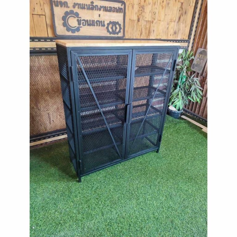 IRONSERVICE ชั้นวางของบานพับ 6 ชั้น โครงเหล็กกันสนิม ไม้แท้เคลือบเงาใส จัดส่งเร็ว