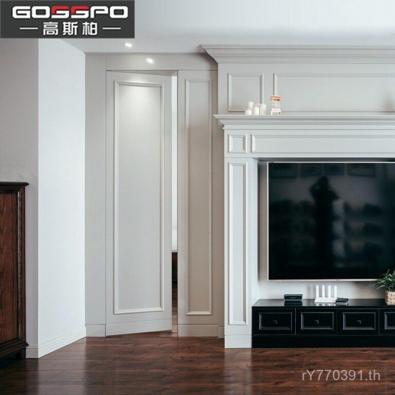 ตะแกรง ปกปิดประตูผนังแผงป้องกันแสงหรูหราซ่อนประตูไม้เนื้อแข็งผนังพื้นหลังประตูที่มองไม่เห็นทีวีแผงผนังสไตล์อเมริกันแบบบูรณาการลิฟ