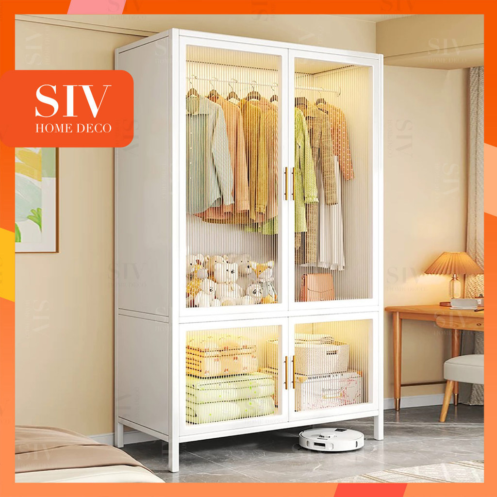 SIV ตู้เสื้อผ้าเหล็กขนาดใหญ่ 185 ม ความจุเยอะ เก็บเสื้อผ้าชิ้นใหญ่ ชุดยาว และสูทได้ง่าย