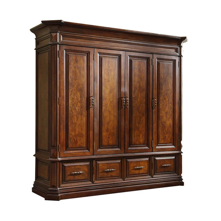 ยุโรปไม้เนื้อแข็งสี่ประตูตู้เสื้อผ้าที่เก็บของในครัวเรือน ห้องรับฝากของ ตู้เก็บของ อเมริกัน แสดงผล ตู้