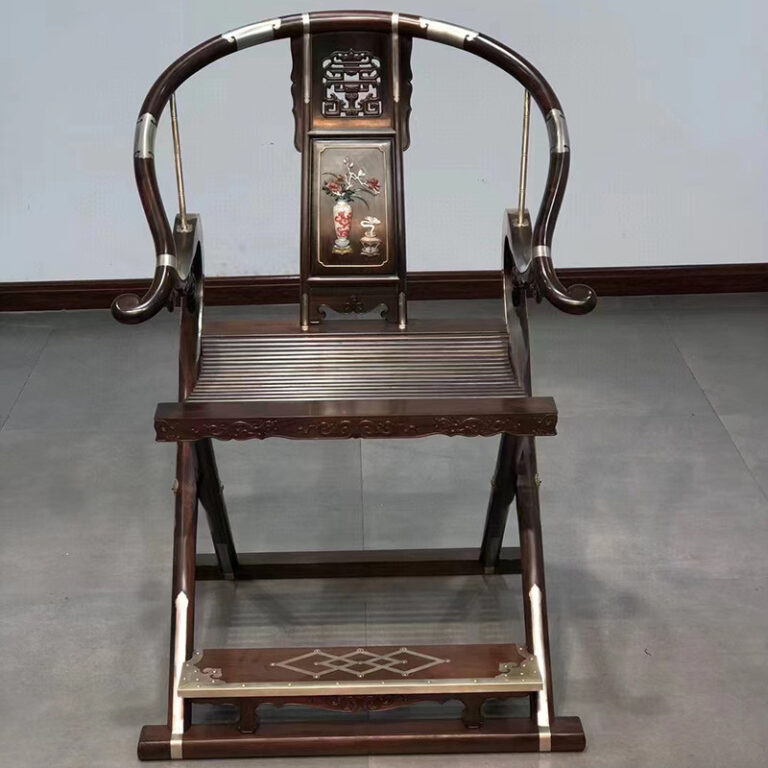 มะฮอกกานีเฟอร์นิเจอร์เก้าอี้ข้าม Dahong Rosewood CROSS เก้าอี้วัสดุสีดา Baibao ฝังชิ้นทองแดงฝัง Ming Qing เฟอร์นิเจอร์คลาสสิก Immortal Work