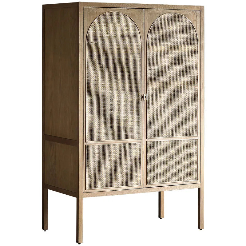 นอร์ดิกไม้เนื้อแข็งหวายตู้เสื้อผ้าบ้านโฮมสเตย์หวายศิลปะตู้เก็บของ