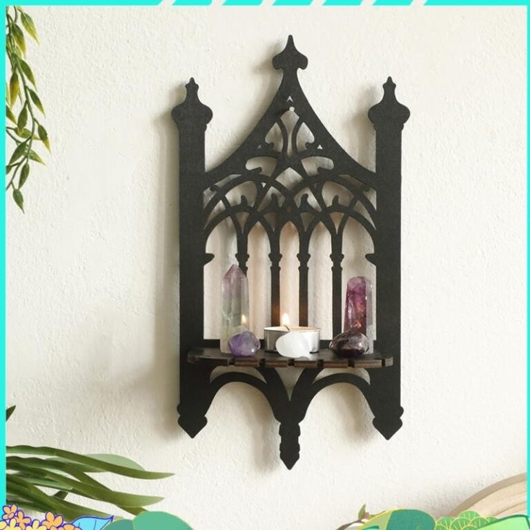 ไม้สีดาโกธิครั้วประเภท WallHung ชั้นวางตกแต่งตกแต่งห้องนอนชั้นวาง