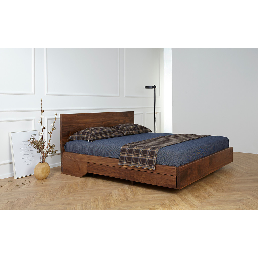 วายค์เตียงเก็บ ฮ่าๆ การออกแบบดั้งเดิมที่เรียบง่ายกระดานหนาวอลนัทสีดากล่องลิ้นชักเมเปิ้ลแข็ง