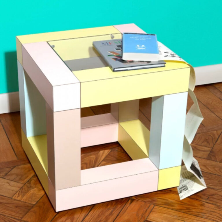 Y CUBE อิตาลีนาเข้า Memphis Mimosa Memphis สะสมสาวโต๊ะกาแฟแก้ว