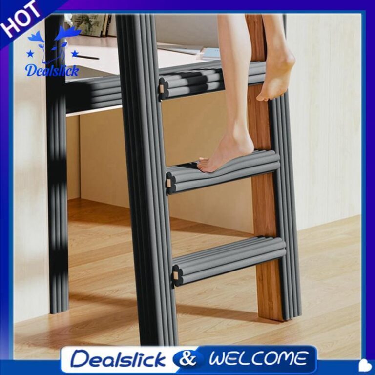 เตียงสองชั้นมีบันไดและฝาครอบ พร้อมแผ่นบันไดนุ่มและpadding loft