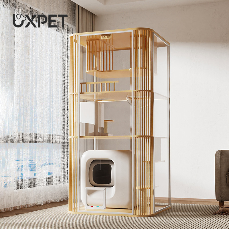 โหย่วเซียวไป ซูเปอร์ขนาดใหญ่พื้นที่ว่างแมววิลล่าระเบียงกรงแมวครัวเรือนในร่มบ้านแมวตู้บ้านแมวบ้าน