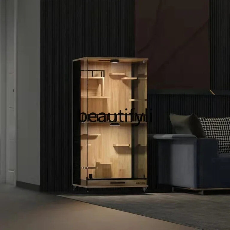 ชม5556แมววิลล่าไม้เนื้อแข็งชินชิลล่าตู้กรงระบายอากาศในครัวเรือนตู้แมวพาโนรามา