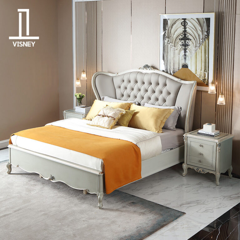 ว ทฤษฎีวิทยา เนฟ ฝรั่งเศสแสงหรูหราถุงนุ่มเตียงไม้เนื้อแข็ง18เมตรเตียงแต่งงานเตียงห้องนอนยุโรปหนังเตียงคู่ จ3