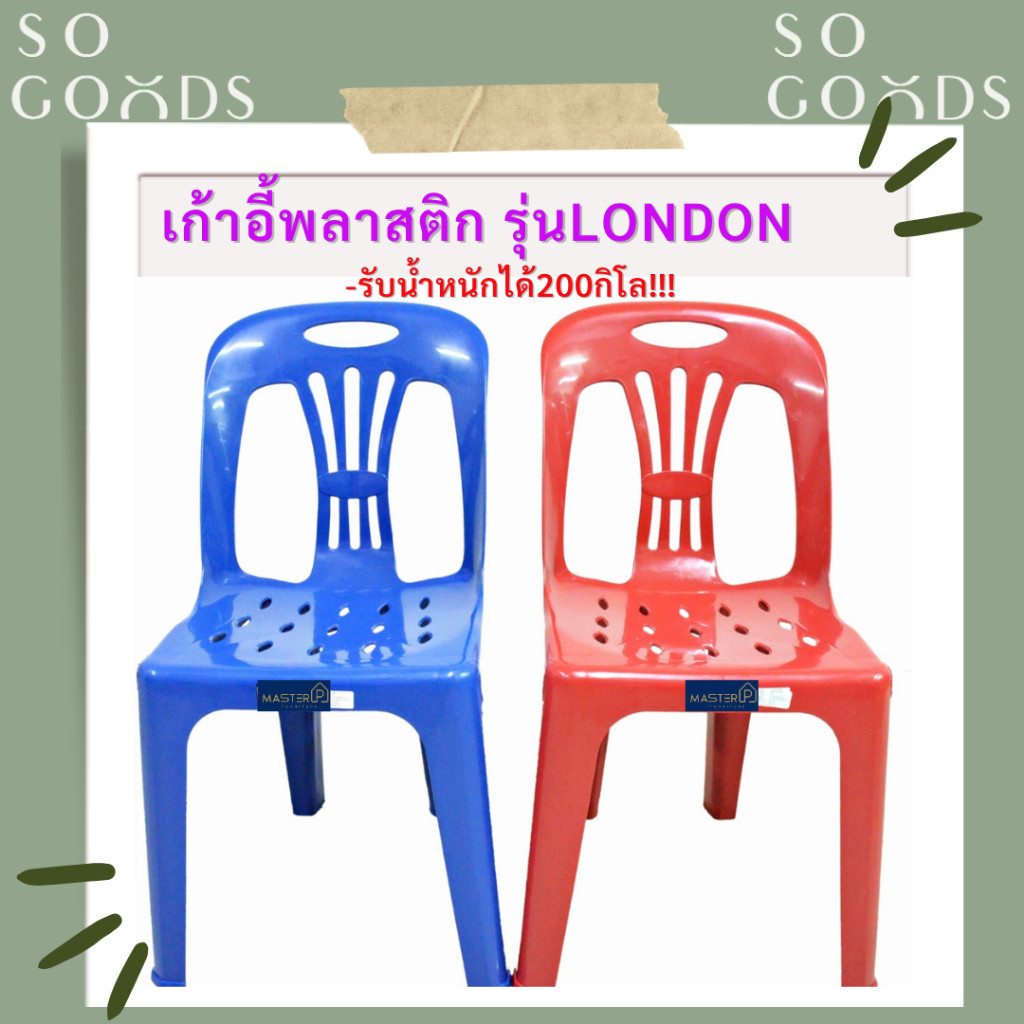 SOGOODS เก้าอี้พลาสติกเกรดB พนักพิงหลัง มียางกันลื่น สะดวกประหยัดพื้นที่การใช้งานมี2สีให้เลือก