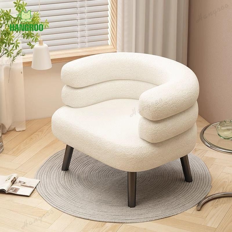 HANGROO โซฟามินิมอล ผ้าขนแกะ เก้าอี้แต่งหน้า เก้าอี้ห้องรับแขก เบาะหนานุ่ม