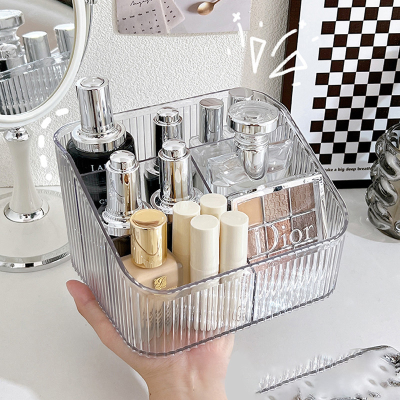 COZII กล่องเก็บของตั้งโต๊ะ สำนักงานนักเรียน เครื่องสำอางเรียบง่าย โต๊ะแฟ้ม กล่องเก็บของเบ็ดเตล็ด ตู้เก็บของพลาสติก