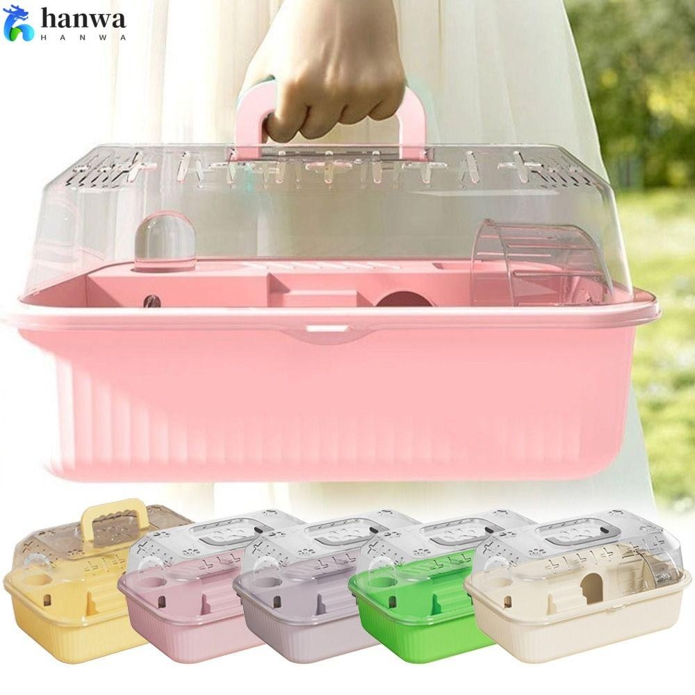 Hanwa บ้านนิสัยหนูแฮมสเตอร์ กรงหนูแฮมสเตอร์โปร่งใสระบายอากาศ พร้อมที่จับเปิดด้านบนได้กรงสัตว์เล็กสาหรับหนูกระต่าย