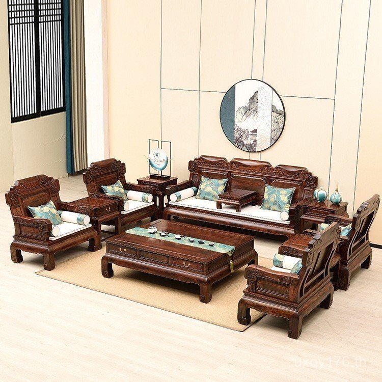 โซฟาชุดเต็มห้องนั่งเล่นโซฟาอินโดนีเซียมะฮอกกานีเฟอร์นิเจอร์ไม้เนื้อแข็งทั้งหมดรวมกันมะฮอกกานีจีนสีดาชิงชันมาตรฐานแห่งชาติ หงฟู่ พี1wx