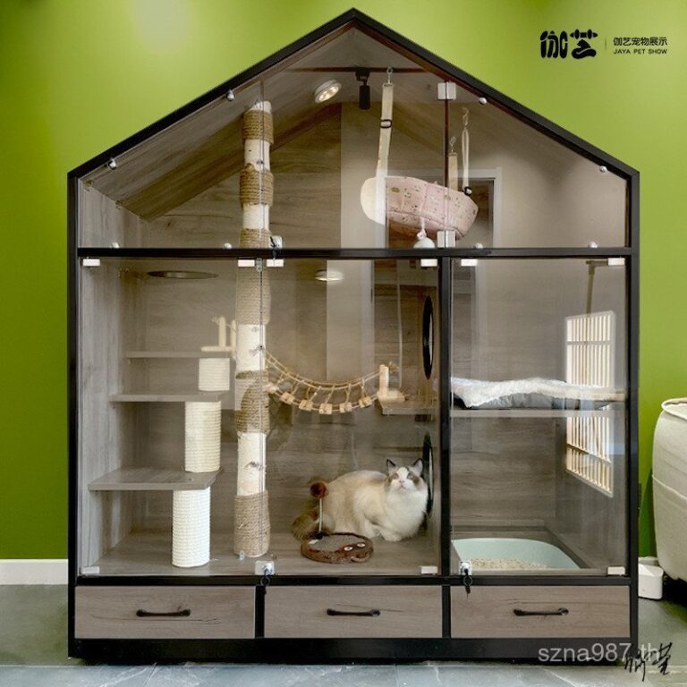 ตู้โชว์แมวตู้นิทรรศการกาแฟดีลักซ์ซุปเปอร์ขนาดใหญ่ห้องการผลิตเพาะพันธุ์พื้นที่ฟรีแมวสัตว์เลี้ยงไม้เนื้อแข็งตู้แมว ZPLM