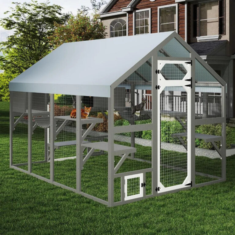 Catio กลางแจ้ง Cat Enclosure บ้านแมว คอนโดแมวในร่ม Playpen Kitty House Shelter พร้อมแพลตฟอร์มหลายแพลตฟอร์ม Waterproo