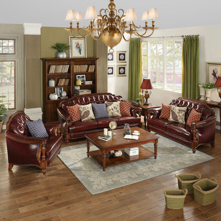 อเมริกันไม้เนื้อแข็งหนังโซฟารวมกันห้องนั่งเล่นที่เรียบง่ายสไตล์ยุโรปสามสี่พระราชนางสนมมุมแสงหรูหราเฟอร์นิเจอร์