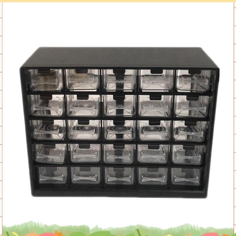 25พีซี รวมตู้เก็บของลิ้นชักโปร่งใสที่ถอดออกได้ชิ้นส่วนสีดากล่องฮาร์ดแวร์การเรียงลาดับกล่องใช้งานง่าย