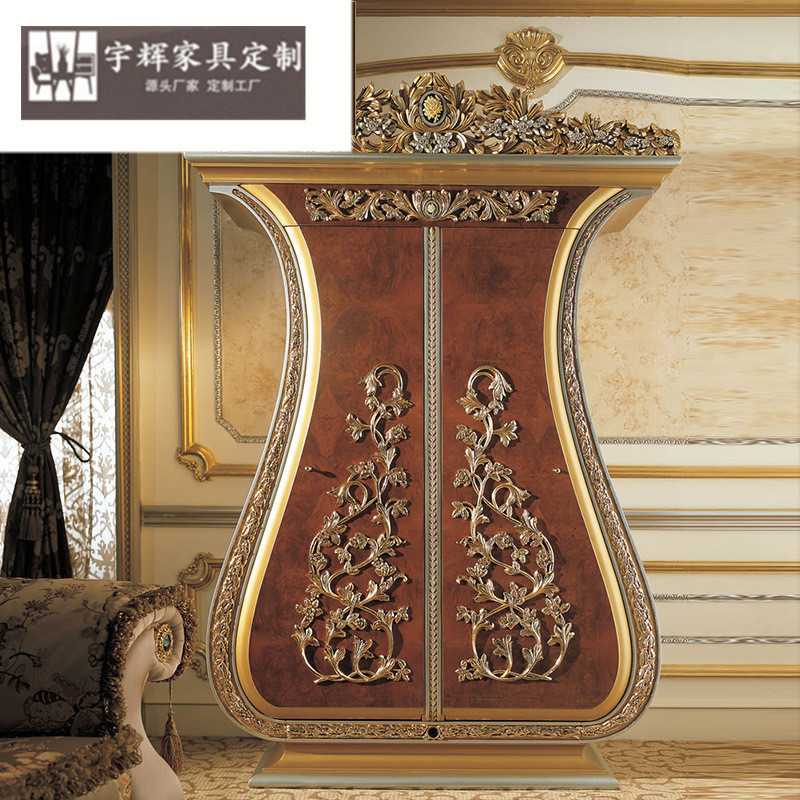 ตู้เสื้อผ้ายุโรปไม้เนื้อแข็งแกะสลักฝรั่งเศสหรูหราสองประตูตู้เสื้อผ้าไม้สองประตูตู้เสื้อผ้าตู้เก็บของ NJQC