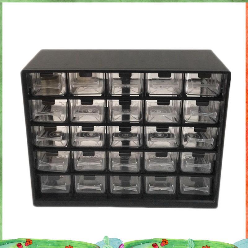 สุด ๆ 25พีซี รวมตู้เก็บของลิ้นชักโปร่งใสที่ถอดออกได้ชิ้นส่วนสีดากล่องฮาร์ดแวร์การเรียงลาดับกล่องใช้งานง่าย