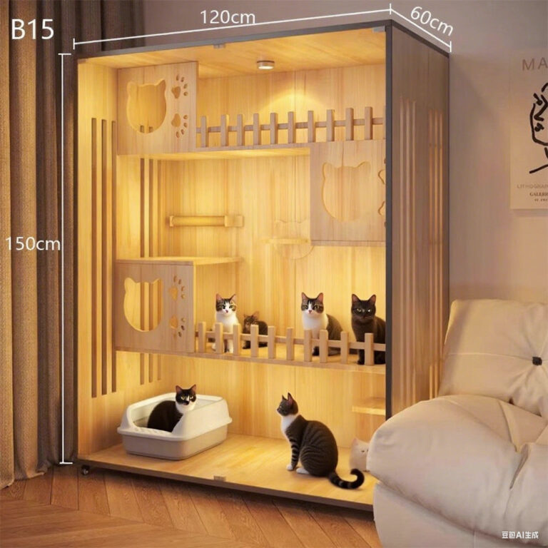 FG วิลล่าแมว กรงแมว แถมกระบะทราย ไฟ LED ฟรี บ้านแมว Cat Villa เหมาะสำหรับบ้านแมวหลายตัว พื้นที่กว้าง สูง 150 cm