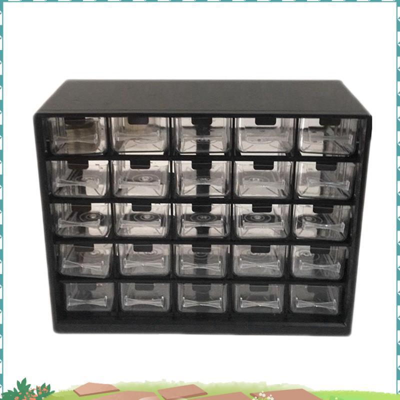 Uejfrdkuwg 25 ชิ้นรวมโปร่งใสลิ้นชักตู้เก็บที่ถอดออกได้ชิ้นส่วนสีดากล่องฮาร์ดแวร์การเรียงลาดับกล่องใช้งานง่าย