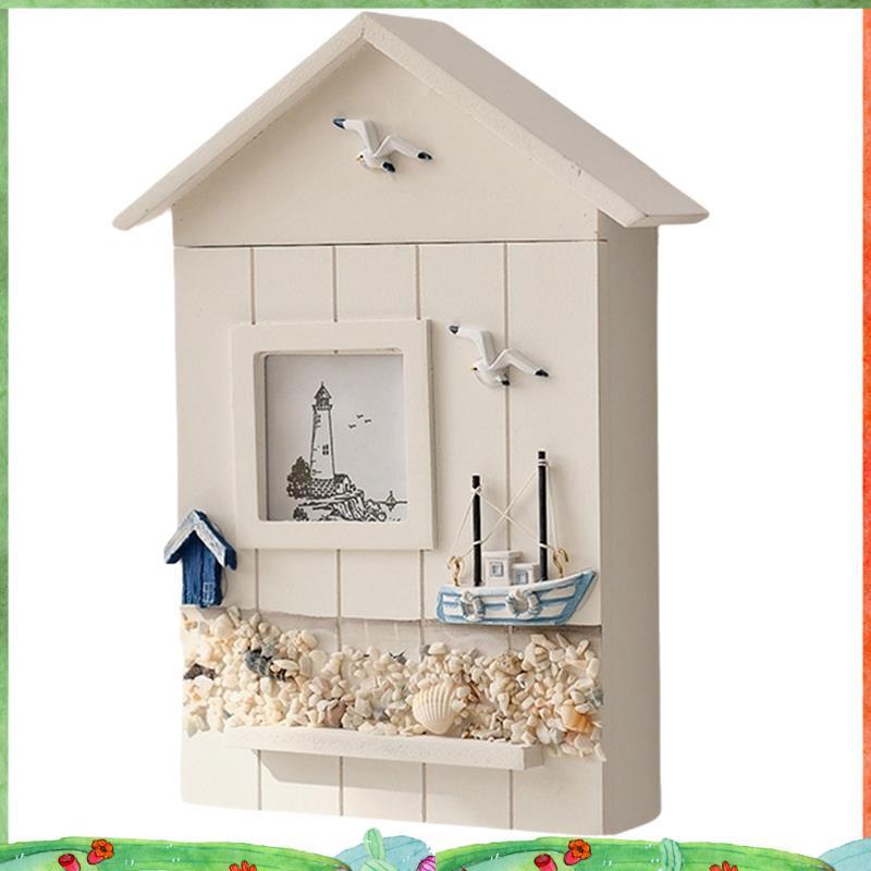 ชั้นวางกุญแจตู้ติดผนัง กล่องเก็บกุญแจบ้านไม้ รูปปั้นโมเดลสไตล์เมดิเตอร์เรเนียนตกแต่งผนังบ้าน