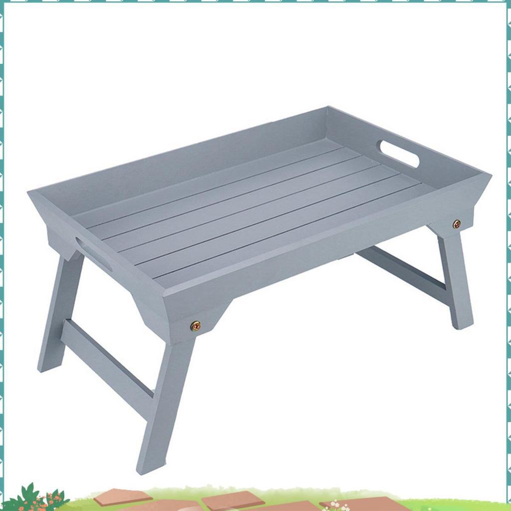 Uejfrdkuwg กลางแจ้ง ไม้ขี้เกียจหอพักเตียงแล็ปท็อปโต๊ะเล็กรถไฟตั้งแคมป์ปิกนิกแบบพกพาหนาโต๊ะสีเทา