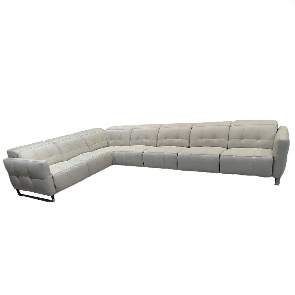 โซฟาเอนกายไฟฟ้ามอเตอร์คู่รูปตัว L โมเดิร์น โซฟาสาหรับตัดหนังพร้อมพนักพิงศีรษะแบบปรับได้ห้องโรงละคร