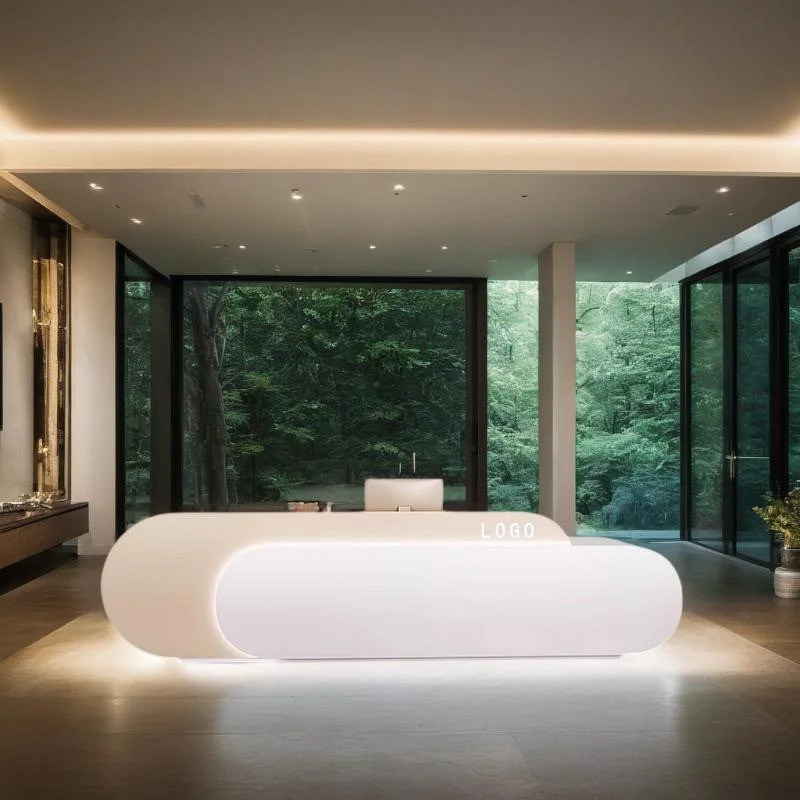 ร้านเสริมสวยการจัดเก็บทาผมแผนกต้อนรับเฟอร์นิเจอร์โต๊ะห้องใบเสร็จรับเงินที่ทันสมัยโต๊ะสานักงานมืออาชีพ คุ้มกัน