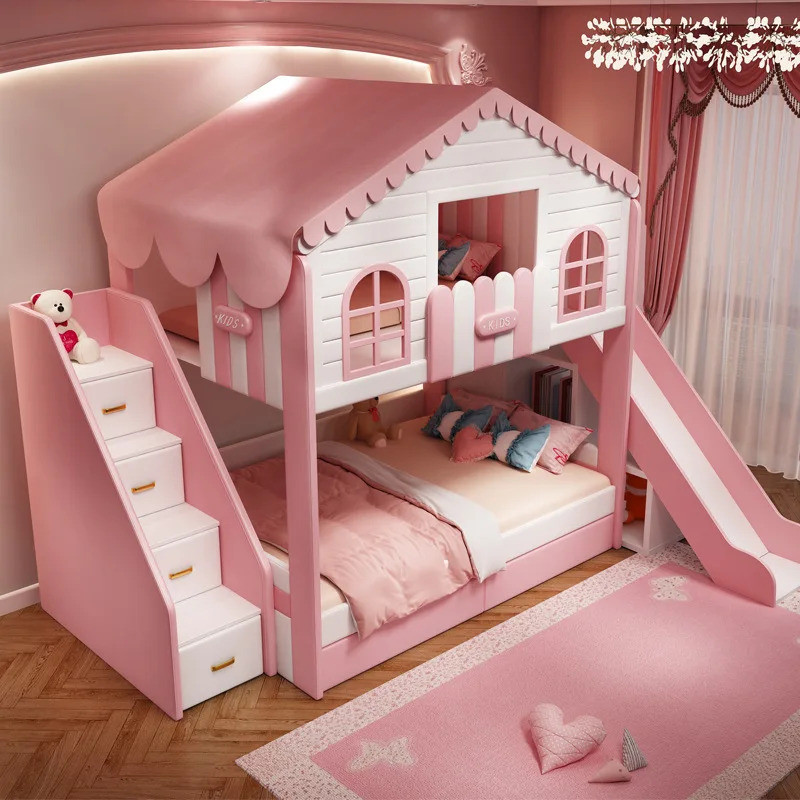 เฟอร์นิเจอร์เด็กสองชั้นสาวบ้านต้นไม้เจ้าหญิงแม่เตียง