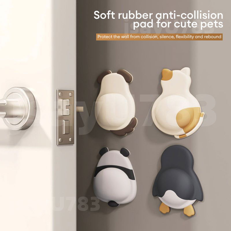 jsayu กันชนประตูกันกระแทกยางนุ่มแผ่นป้องกันการชนกันลื่นใบ้ออกแบบกาวตนเองตู้เย็นประตูหลังสติ๊กเกอร์ติดผนังประตู