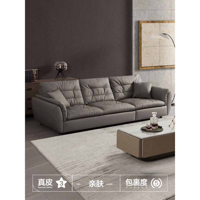 แนะนาโดยผู้เชี่ยวชาญ Gus Home Italian Light Luxury Big นั่งโซฟาหนังแท้ลึก Feather Filled โซฟาหนัง 1138