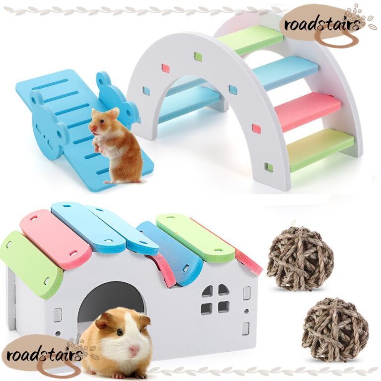 ROADSTAIRS ของเล่นหนูแฮมสเตอร์สายรุ้งสะพาน Seesaw ของเล่นออกกาลังกายไม้