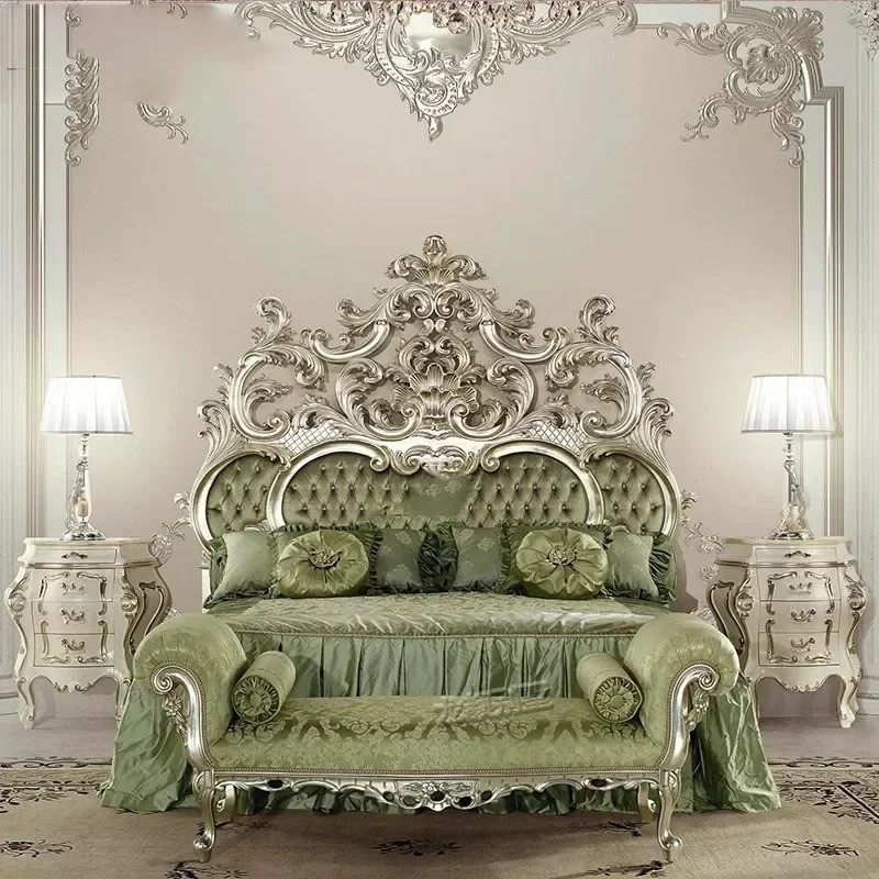 Master Modern Bed เจ้าหญิงขนาดใหญ่ Vintage แกะสลักสาว Queen เตียงคู่สบายยุโรป Cama De Casal บ้านเฟอร์นิเจอร์