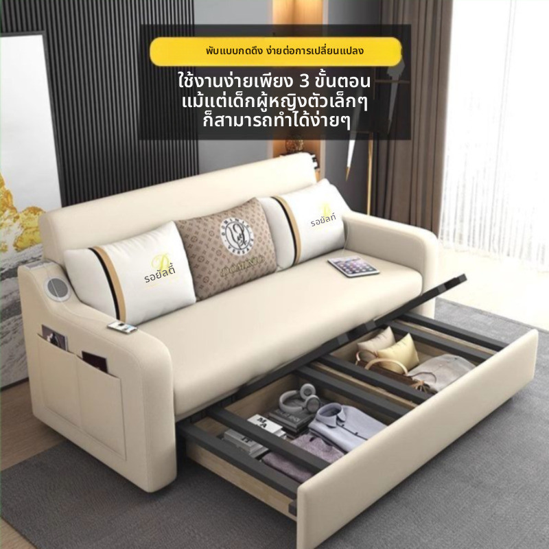 ผ้าฝ้ายและผ้าลินินเตียงโซฟาขยายและแบบบูรณาการแบบใช้คู่พับเก็บห้องนั่งเล่นอพาร์ทเมนต์ขนาดเล็กระเบียงคู่อเนกประสงค์