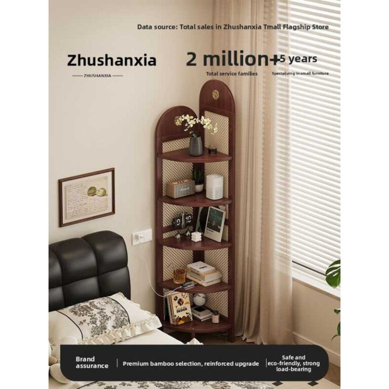 ZHUSHANXIA ตู้เข้ามุมทอจีนพร้อมชั้นวางของสาหรับติดผนังห้องนอน