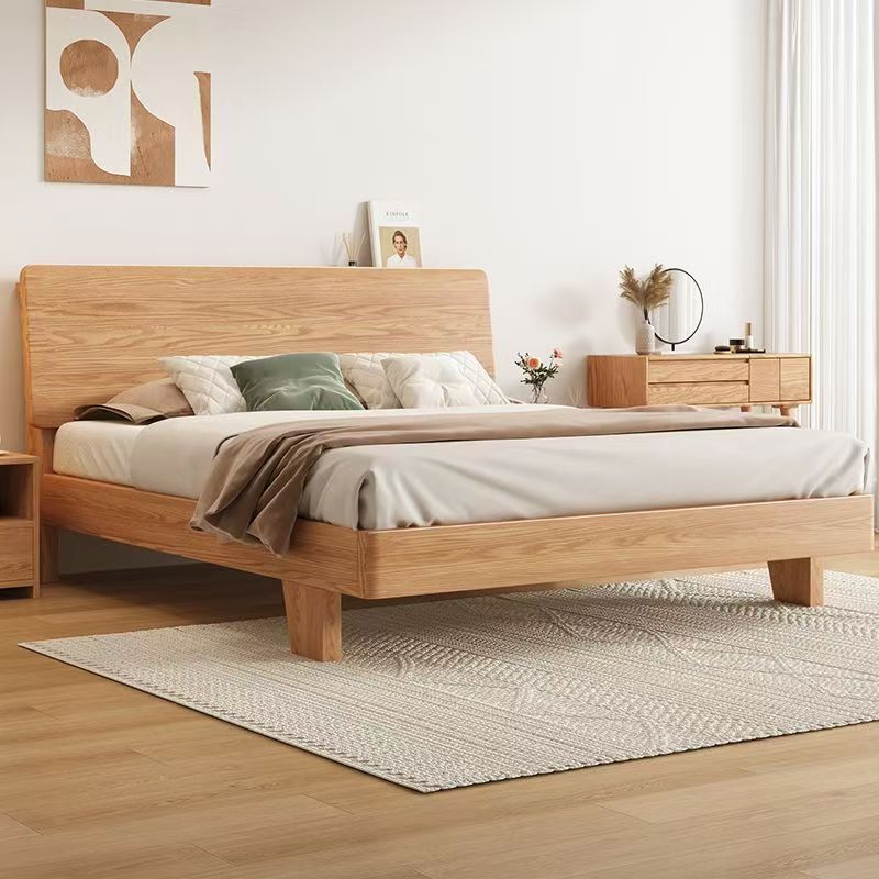 Oak Bed Frame ไม้เนื้อแข็งพร้อมที่นอน Super Singlequeenking Wooden Bed Frame Modern Minimalist Style
