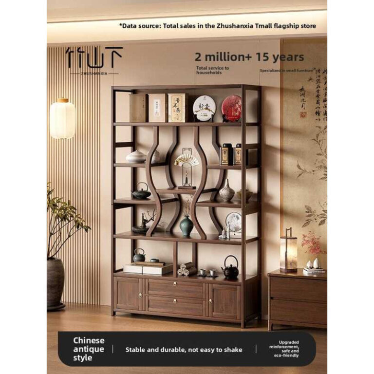 ZHUSHANXIA ใหม่สไตล์จีนไม้เนื้อแข็งชาตู้แสดงติดผนังป้องกันฝุ่น